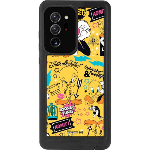 Looney Tunes Tweety and Sylvester Patches Galaxy Note20 Ultra 5G Waterproof Case
