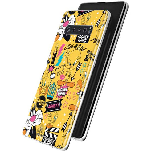 Looney Tunes Tweety and Sylvester Patches Galaxy S10 Plus Skin