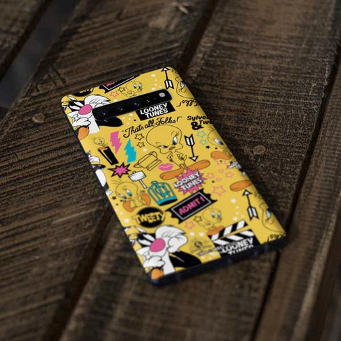 Looney Tunes Tweety and Sylvester Patches Galaxy S10 Skin