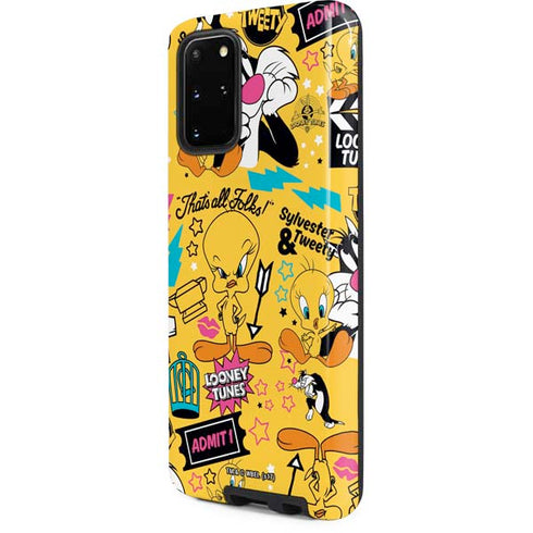 Looney Tunes Tweety and Sylvester Patches Galaxy S20 Plus Pro Case