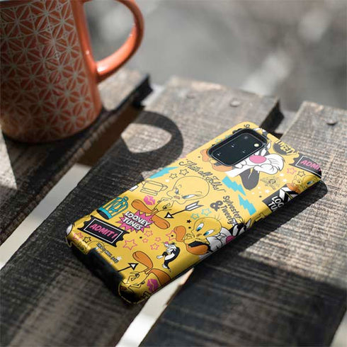 Looney Tunes Tweety and Sylvester Patches Galaxy S20 Plus Pro Case