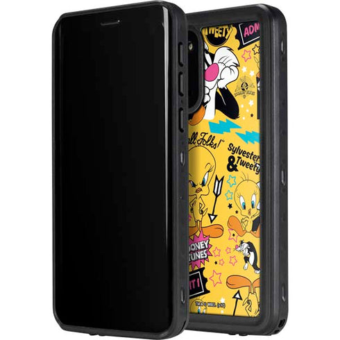 Looney Tunes Tweety and Sylvester Patches Galaxy S20 Plus Waterproof Case