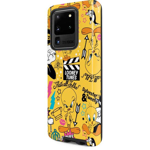 Looney Tunes Tweety and Sylvester Patches Galaxy S20 Ultra 5G Pro Case