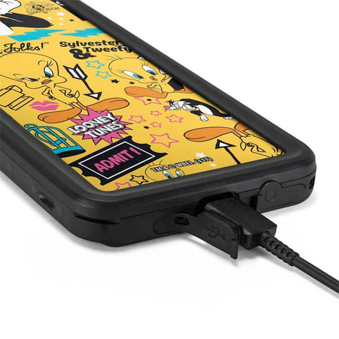 Looney Tunes Tweety and Sylvester Patches Galaxy S20 Waterproof Case