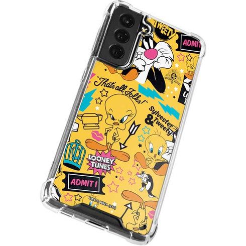 Looney Tunes Tweety and Sylvester Patches Galaxy S21 5G Clear Case