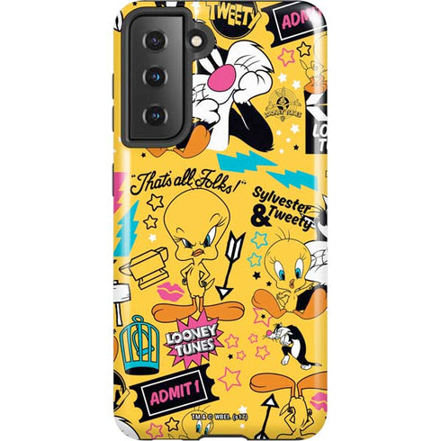 Looney Tunes Tweety and Sylvester Patches Galaxy S21 5G Pro Case