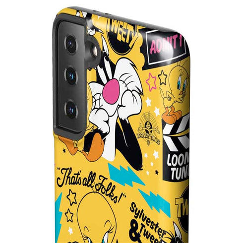 Looney Tunes Tweety and Sylvester Patches Galaxy S21 FE Pro Case