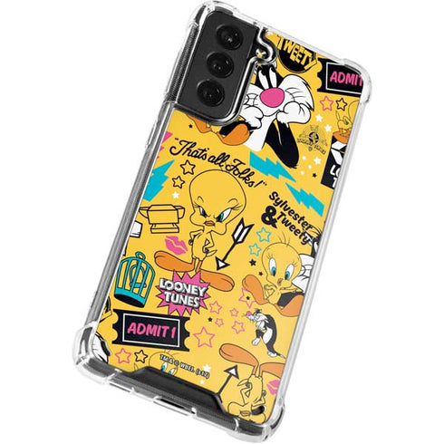 Looney Tunes Tweety and Sylvester Patches Galaxy S21 Plus 5G Clear Case