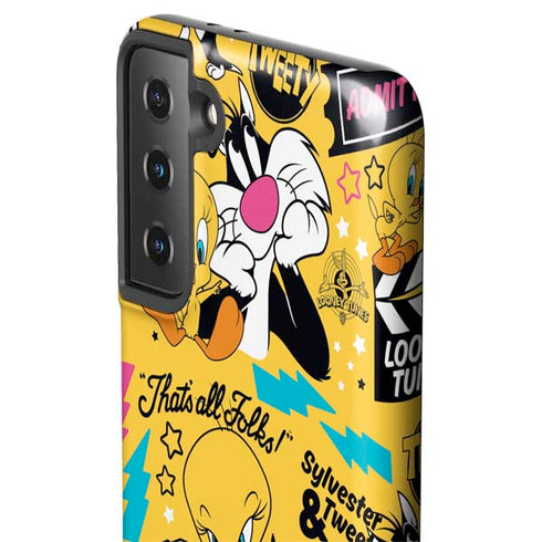 Looney Tunes Tweety and Sylvester Patches Galaxy S21 Plus 5G Pro Case