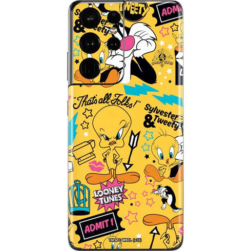 Looney Tunes Tweety and Sylvester Patches Galaxy S21 Ultra 5G Skin