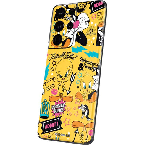 Looney Tunes Tweety and Sylvester Patches Galaxy S21 Ultra 5G Skin
