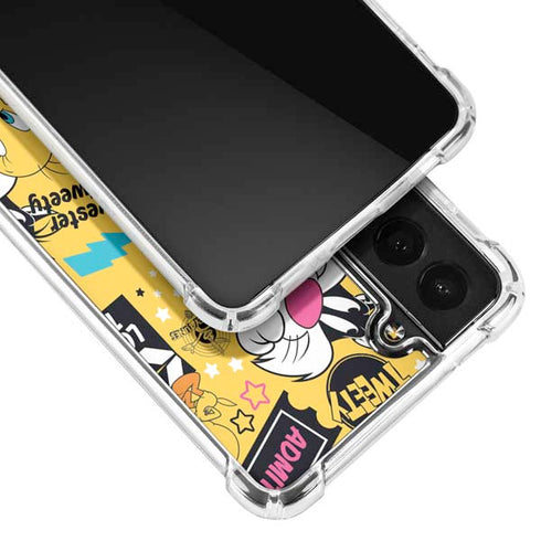 Looney Tunes Tweety and Sylvester Patches Galaxy S22 Plus Clear Case