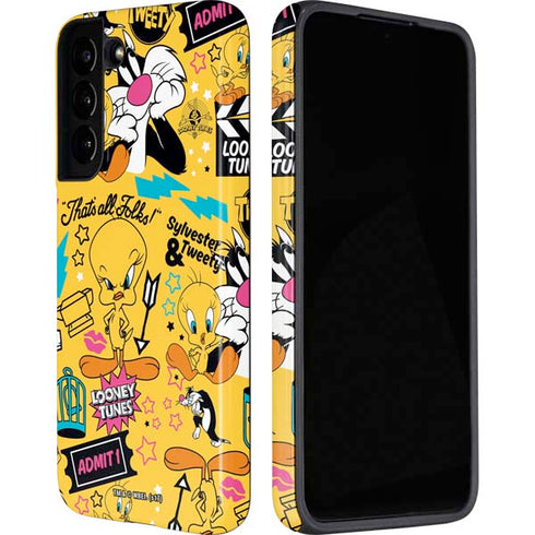 Looney Tunes Tweety and Sylvester Patches Galaxy S22 Plus Pro Case