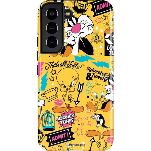 Looney Tunes Tweety and Sylvester Patches Galaxy S22 Pro Case