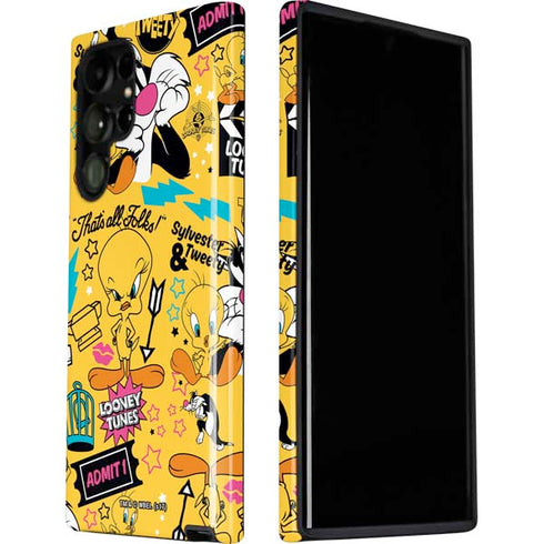 Looney Tunes Tweety and Sylvester Patches Galaxy S22 Ultra Pro Case