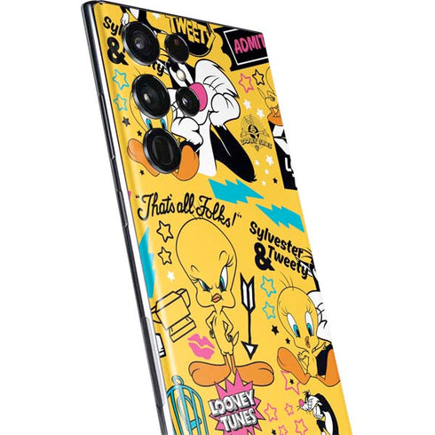 Looney Tunes Tweety and Sylvester Patches Galaxy S22 Ultra Skin