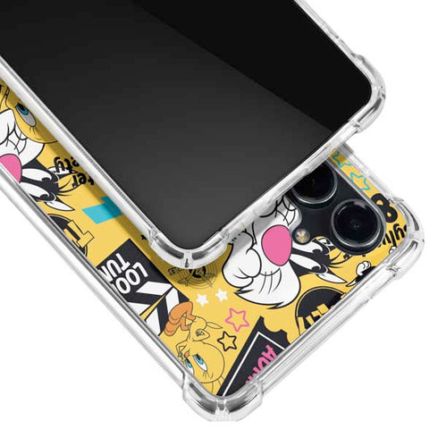 Looney Tunes Tweety and Sylvester Patches Galaxy S23 FE Clear Case