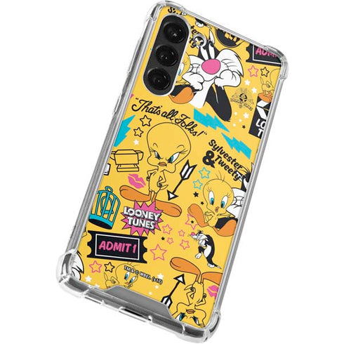 Looney Tunes Tweety and Sylvester Patches Galaxy S23 Plus Clear Case