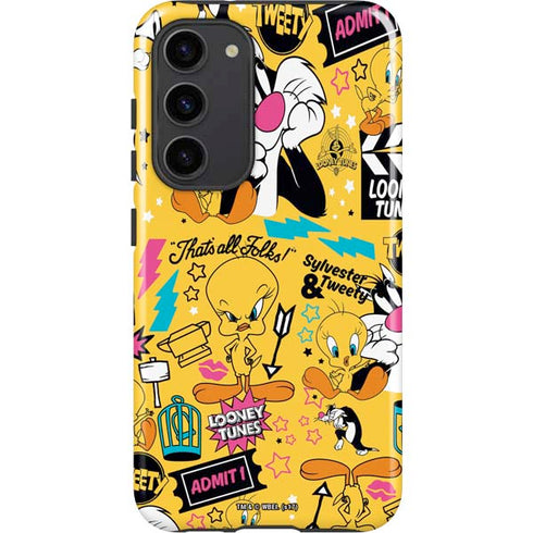 Looney Tunes Tweety and Sylvester Patches Galaxy S23 Plus Pro Case