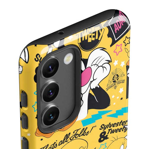 Looney Tunes Tweety and Sylvester Patches Galaxy S23 Plus Pro Case