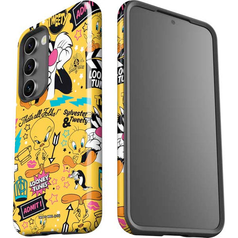 Looney Tunes Tweety and Sylvester Patches Galaxy S23 Plus Pro Case