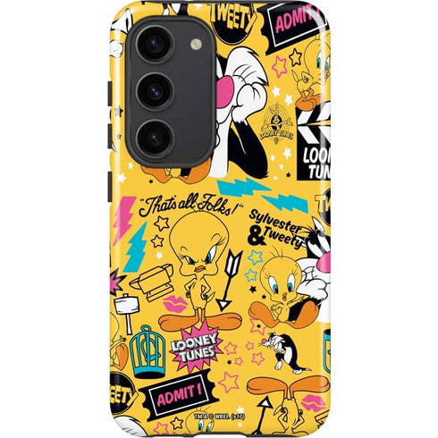 Looney Tunes Tweety and Sylvester Patches Galaxy S23 Pro Case