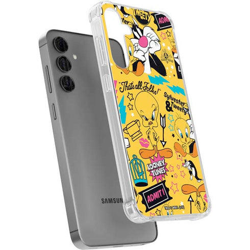 Looney Tunes Tweety and Sylvester Patches Galaxy S24 Plus Clear Case