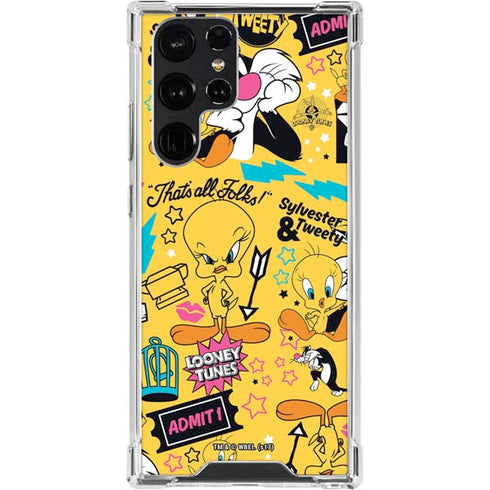 Looney Tunes Tweety and Sylvester Patches Galaxy S24 Ultra Clear Case
