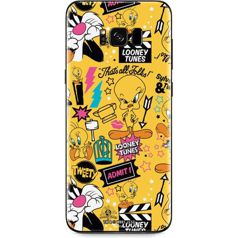 Looney Tunes Tweety and Sylvester Patches Galaxy S8 Plus Skin