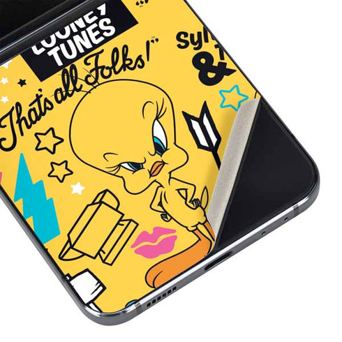 Looney Tunes Tweety and Sylvester Patches Galaxy Z Flip5 5G Skin