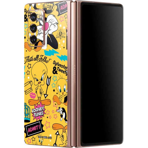 Looney Tunes Tweety and Sylvester Patches Galaxy Z Fold2 5G Skin