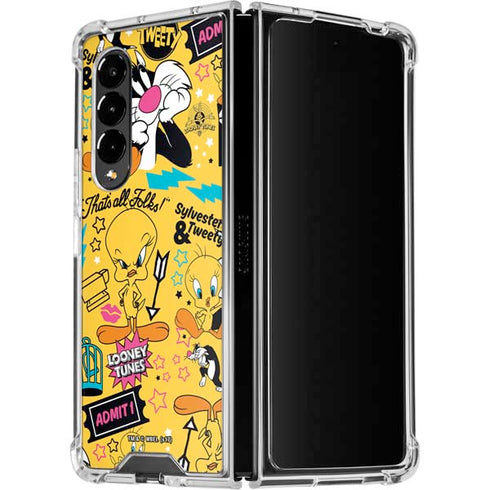 Looney Tunes Tweety and Sylvester Patches Galaxy Z Fold4 5G Clear Case