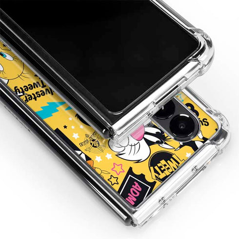 Looney Tunes Tweety and Sylvester Patches Galaxy Z Fold4 5G Clear Case