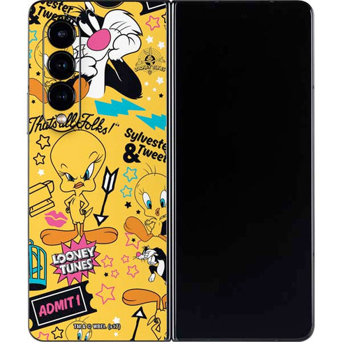 Looney Tunes Tweety and Sylvester Patches Galaxy Z Fold4 5G Skin