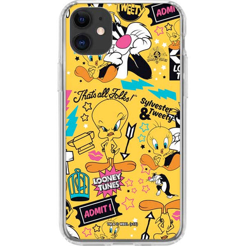 Looney Tunes Tweety and Sylvester Patches iPhone 11 Clear Case