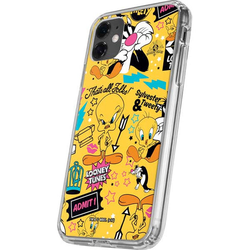 Looney Tunes Tweety and Sylvester Patches iPhone 11 Clear Case