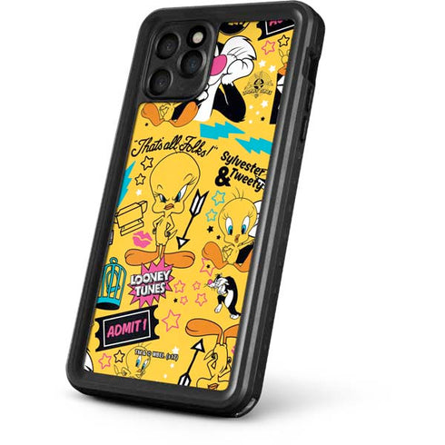 Looney Tunes Tweety and Sylvester Patches iPhone 11 Pro Max Waterproof Case