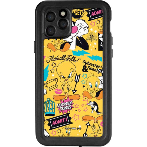 Looney Tunes Tweety and Sylvester Patches iPhone 11 Pro Waterproof Case