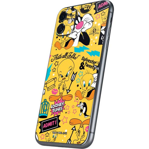 Looney Tunes Tweety and Sylvester Patches iPhone 11 Skin