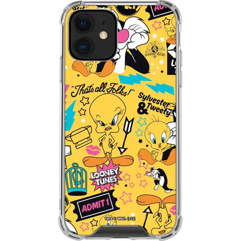 Looney Tunes Tweety and Sylvester Patches iPhone 12 Clear Case