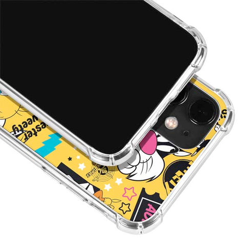 Looney Tunes Tweety and Sylvester Patches iPhone 12 Clear Case