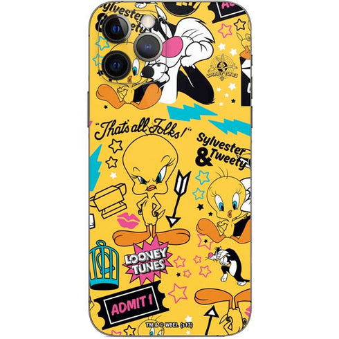 Looney Tunes Tweety and Sylvester Patches iPhone 12 Pro Skin
