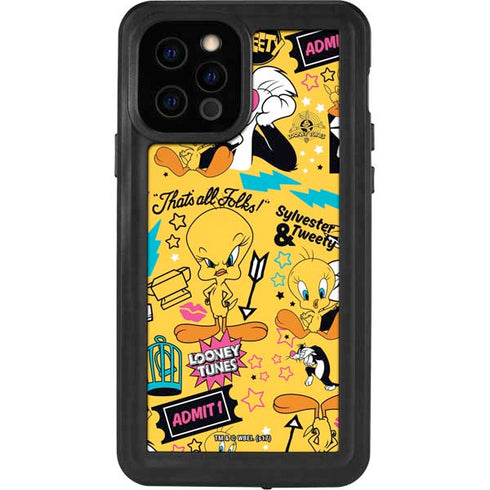 Looney Tunes Tweety and Sylvester Patches iPhone 12 Pro Waterproof Case