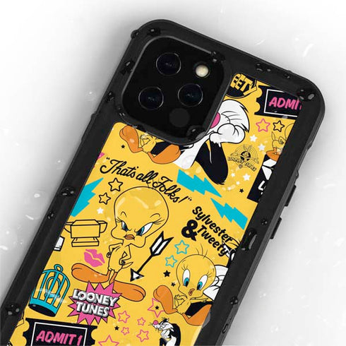 Looney Tunes Tweety and Sylvester Patches iPhone 12 Pro Waterproof Case