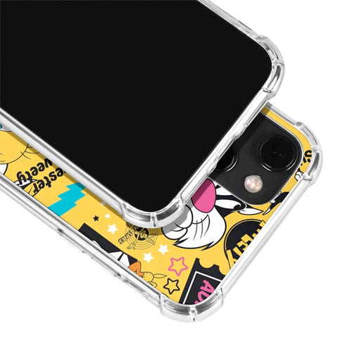 Looney Tunes Tweety and Sylvester Patches iPhone 13 Mini Clear Case