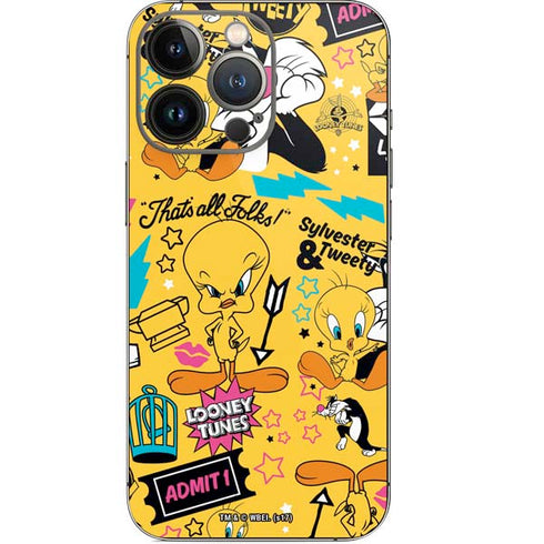 Looney Tunes Tweety and Sylvester Patches iPhone 13 Pro Skin