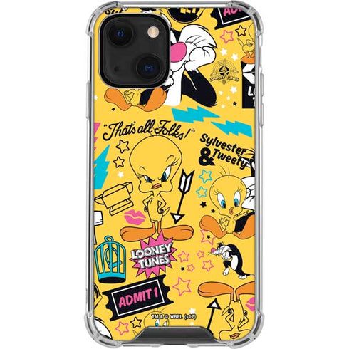 Looney Tunes Tweety and Sylvester Patches iPhone 14 Plus Clear Case