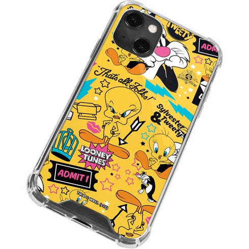 Looney Tunes Tweety and Sylvester Patches iPhone 14 Plus Clear Case