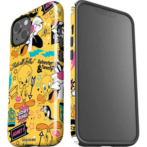 Looney Tunes Tweety and Sylvester Patches iPhone 15 Impact Case