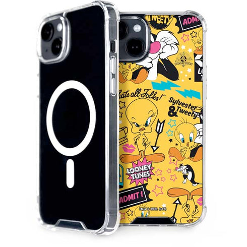 Looney Tunes Tweety and Sylvester Patches iPhone 15 Plus MagSafe Case
